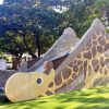 台中特色公園，可愛長頸鹿造型溜滑梯，復古磨石子設計，動物彩繪牆，西屯區大仁公園